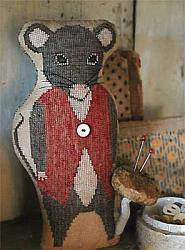 Stacy Nash Designs - Animal Cracker Series - Monroe-Stacy Nash Designs - Animal Cracker Series - Monroe, mouse, gentleman mouse, toy, stuffed animal, button, cross stitch