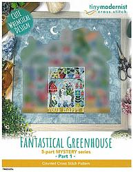 Tiny Modernist - Fantastical Greenhouse Part 1-Tiny Modernist - Fantastical Greenhouse Part 1, unicorn, mushrooms, flowers, plants, cross stitch