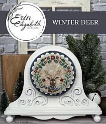 Erin Elizabeth Designs - Winter Deer-Erin Elizabeth Designs - Winter Deer, forest, deer, ornament, wreath, trees, cross stitch