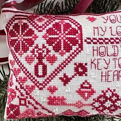 Luhu Stitches - You, My Love-Luhu Stitches - You, My Love, Valentines Day, hearts, love, Quaker, pillow, cross stitch, Nashville Needlework market, 