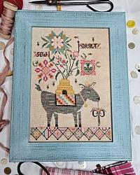 Quaint Rose Needlearts - Quilting Nanny-Quaint Rose Needlearts - Quilting Nanny, goat, sewing, cross stitch, scissors, flowers, bee, quilt squares, 