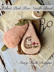 Stacy Nash Primitives - Velvet Pink Pear Needle Book-Stacy Nash Primitives - Velvet Pink Pear Needle Book, hedgehog, needles, supplies, cross stitch, 